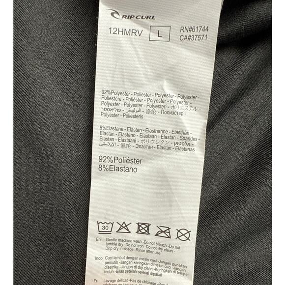 Rip Curl Swimwear UV Tee Performance Fit Mens Large Short Sleeve Black - Picture 7 of 7